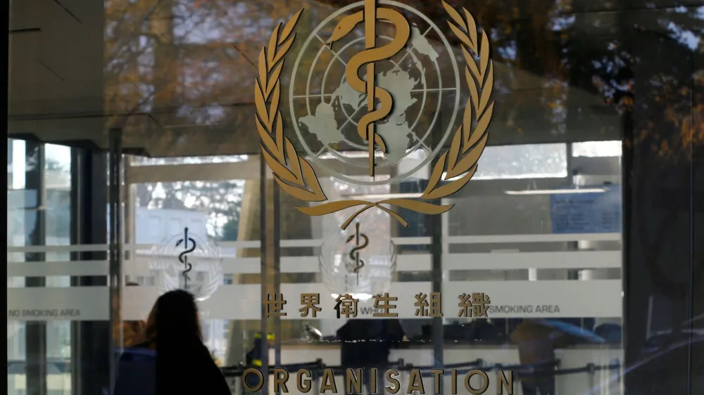 FILE PHOTO: A logo is pictured on the World Health Organization (WHO) headquarters in Geneva, Switzerland, November 22, 2017. REUTERS/Denis Balibouse/File Photo