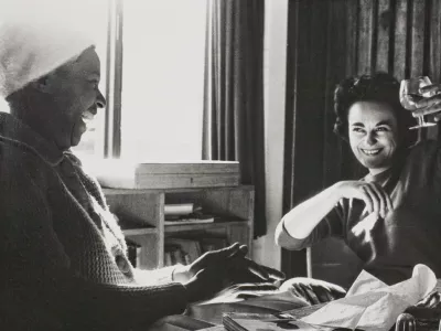 An undated photograph of Ruth First with Winnie Mandela.Object type: photographCollection: Institute of Commonwealth Studies Library