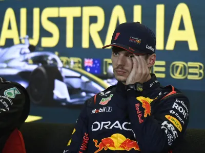 Formula One F1 - Australian Grand Prix - Melbourne Grand Prix Circuit, Melbourne, Australia - April 1, 2023 Red Bull's Max Verstappen in the press conference after qualifying in pole position REUTERS/Jaimi Joy