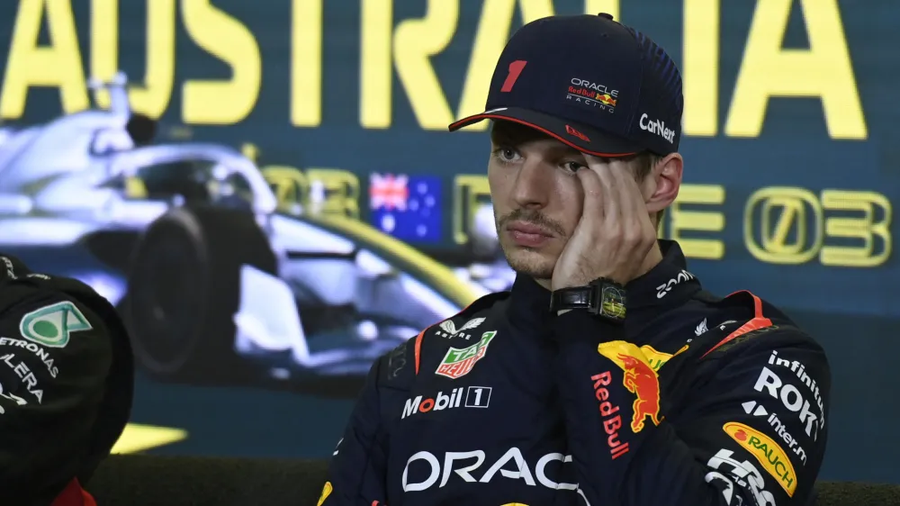 Formula One F1 - Australian Grand Prix - Melbourne Grand Prix Circuit, Melbourne, Australia - April 1, 2023 Red Bull's Max Verstappen in the press conference after qualifying in pole position REUTERS/Jaimi Joy