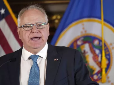 FILE - Minnesota Gov. Tim Walz speaks to the media, Nov. 9, 2022, in St. Paul, Minn. (AP Photo/Abbie Parr, File)