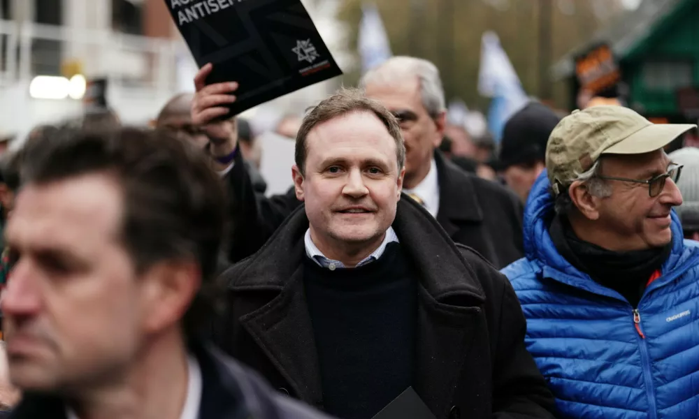 PA via ReutersMinister of State for Security Tom Tugendhat (centre) takes part in a march against antisemitism organised by the volunteer-led charity Campaign Against Antisemitism at the Royal Courts of Justice in London. Picture date: Sunday November 26, 2023.No Use UK. No Use Ireland. No Use Belgium. No Use France. No Use Germany. No Use Japan. No Use China. No Use Norway. No Use Sweden. No Use Denmark. No Use Holland. No Use Australia.