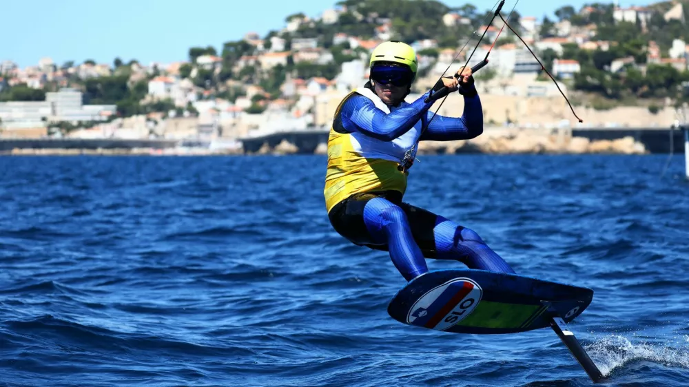 Paris 2024 Olympics - Sailing - Men's Kite Final - Marseille Marina, Marseille, France - August 09, 2024. Toni Vodisek of Slovenia before the race. REUTERS/Andrew Boyers