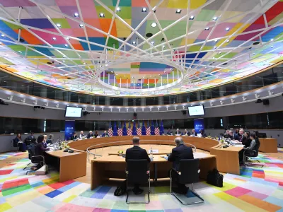 HANDOUT - 04 April 2023, Belgium, Brussels: A general view during the EU-US Energy Council Ministerial meeting at the European Council headquarters in Brussels. Photo: -/EU Council/dpa - ATTENTION: editorial use only and only if the credit mentioned above is referenced in full