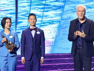 James Cameron speaks as he is honoured at the 2024 Disney Legends Awards during Disney's D23 Expo in Anaheim, California, U.S., August 11, 2024. REUTERS/Mario Anzuoni