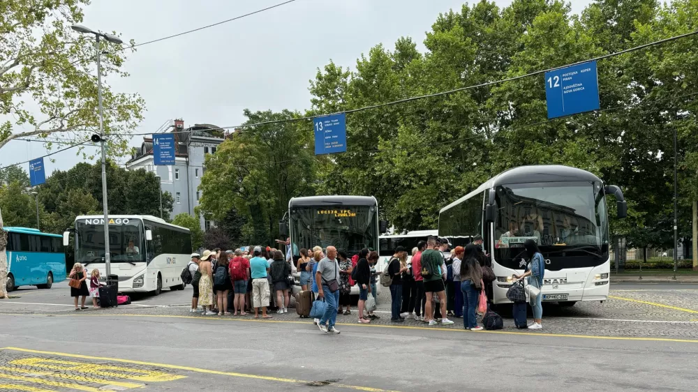 Pred avtobusi, ki peljejo do Obale, je na ljubljanski avtobusni postaji vsak dan dolga vrsta čakajočih. Foto: Tamara Čalošević