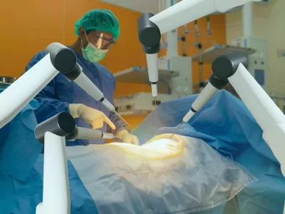 smart medical health care concept, surgery robotic machine use allows doctors to perform many types of complex procedures with more precision, flexibility and control than is possible