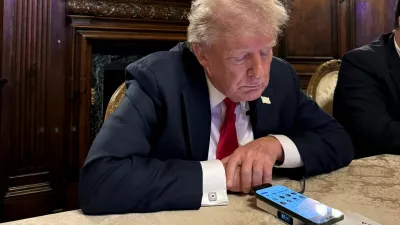 Republican presidential nominee and former U.S. President Donald Trump speaks as he participates in an interview with billionaire entrepreneur Elon Musk on the social media platform X, at Mar-a-Lago in Palm Beach, Florida, U.S., August 12, 2024 in this picture obtained from social media. Margo Martin via X/via REUTERS THIS IMAGE HAS BEEN SUPPLIED BY A THIRD PARTY. MANDATORY CREDIT. NO RESALES. NO ARCHIVES.