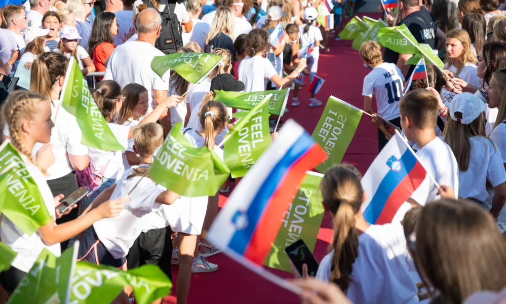 Slovenj Gradec.Sprejem sportne plezalke Janje Garnbret po vrnitvi z olimpijskih iger v Parizu.