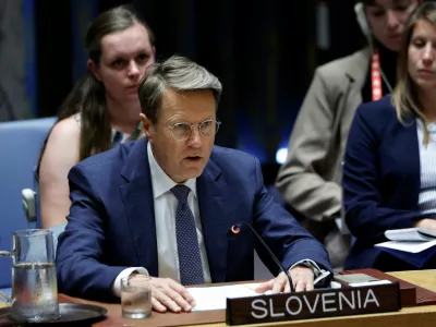 Slovenia's representative to the Security Council r speaks as the United Nations Security Council meets publicly to discuss the Israel-Hamas conflict in Gaza, at the U.N. headquarters in New York City, U.S., August 13, 2024. REUTERS/Eduardo Munoz