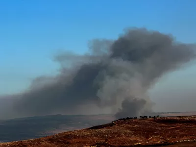 30 July 2024, Lebanon, Qliyaa: Heavy smoke billows over the Israeli northern settlement of Beit Hillel after it was attacked by rockets fired by pro-Iranian Hezbollah militants from south Lebanon amid soaring tensions between pro-Iranian Hezbollah militants and Israeli forces. Photo: STR/dpa