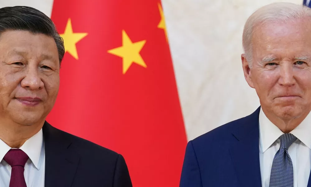 U.S. President Joe Biden meets with Chinese President Xi Jinping on the sidelines of the G20 leaders' summit in Bali, Indonesia, November 14, 2022. REUTERS/Kevin Lamarque