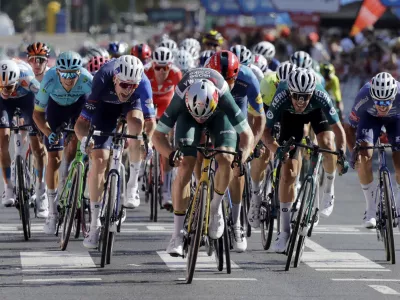 Cycling - Vuelta a Espana - Stage 7 - Archidona to Cordoba - Spain - August 23, 2024 Team Visma | Lease A Bike's Wout Van Aert wins stage 7 REUTERS/Jon Nazca