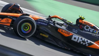 McLaren driver Lando Norris of Britain steers his car during the Formula One Dutch Grand Prix race at the Zandvoort racetrack, Netherlands, Sunday, Aug. 25, 2024. (AP Photo/Peter Dejong)