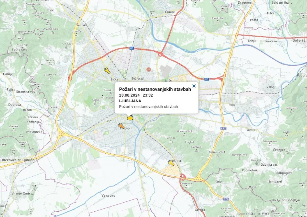 Požar v središču Ljubljane.