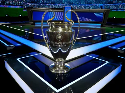 Soccer Football - Champions League - Phase Draw 2024 - Grimaldi Forum, Monaco - August 29, 2024 General view of the trophy ahead of the draw REUTERS/Manon Cruz