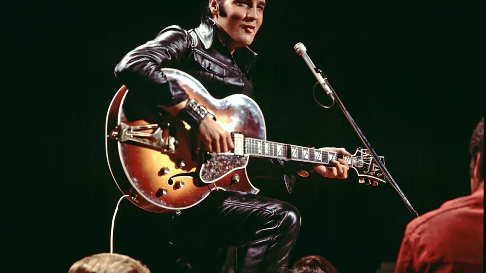 Elvis Presley performs during his 1968 TV comeback special, filmed at the NBC Studios, in Burbank, California, U.S., in this handout image. Elvis Presley Enterprises LLC/Handout via REUTERS  THIS IMAGE HAS BEEN SUPPLIED BY A THIRD PARTY. NO RESALES. NO ARCHIVES. MANDATORY CREDIT. EDITORIAL USE FOR REPORTING ON "ELVIS EVOLUTION" ONLY. NO NEW USAGE AFTER 0001 GMT ON JANUARY 18, 2024.