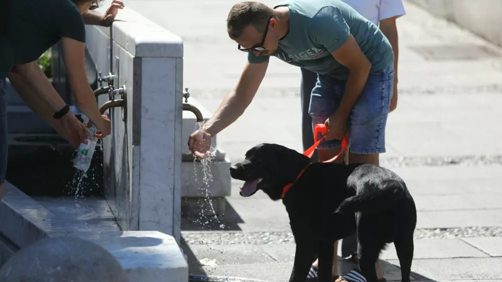 13.08.2024 - vročina - vročinski val - turistična sezona - poletje v Ljubljani - pitnik - osvežitevFOTO: Luka Cjuha