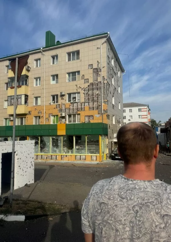 A view shows a damaged apartment block following what local authorities called a Ukrainian military strike, in the course of Russia-Ukraine conflict in the town of Shebekino in the Belgorod Region, Russia, in this handout picture released August 31, 2024. Governor of Belgorod Region Vyacheslav Gladkov via Telegram/Handout via REUTERS ATTENTION EDITORS - THIS IMAGE HAS BEEN SUPPLIED BY A THIRD PARTY. NO RESALES. NO ARCHIVES. MANDATORY CREDIT.