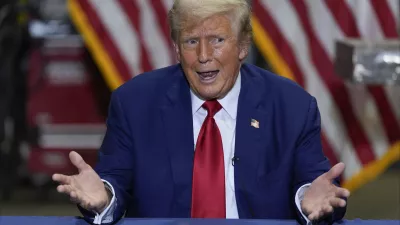 Republican presidential nominee former President Donald Trump speaks at a business roundtable discussion at a campaign event at Precision Components Group, Monday, Aug. 19, 2024, in York, Pa. (AP Photo/Julia Nikhinson)