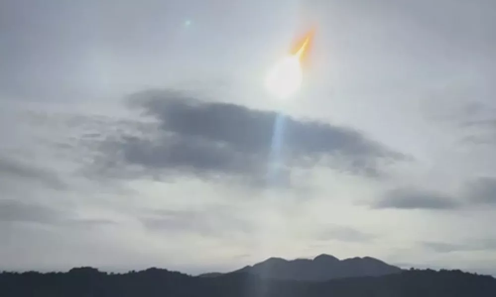 In this photo grabbed from a video, a space rock dubbed 2024 RW1 is seen over Progressive village, Gonzaga, Cagayan province, Philippines, early Thursday September 5, 2024. (Allan G. Madelar via AP)