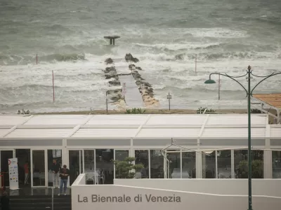 Stormy weather during the 81st Venice film festival in Venice, Italy, September 5, 2024. REUTERS/Louisa Gouliamaki