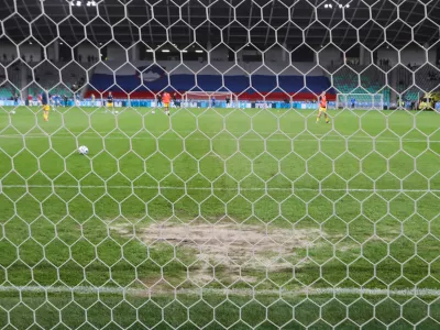 - poškodovano in obrabljeno igrišče. 09.09.2024 9.09.2024. Nogomet Liga Narodov, Slovenija - Kazahstan. Foto: Bojan Velikonja 