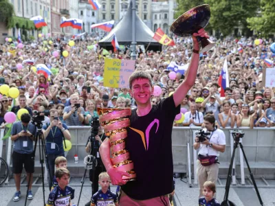 Tadej Pogačar- 24.07.2024 - sprejem za Tadeja Pogačarja, zmagovalca Gira po Italiji in Tour de France-a na Kongresnem trgu //FOTO: Jaka Gasar