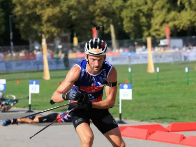 31.08.2024, Annecy, France (FRA):Jakov Fak (SLO) - Martin Fourcade Nordic Festival Biathlon, Annecy (FRA). www.nordicfocus.com. © Manzoni/NordicFocus. Every downloaded picture is fee-liable.