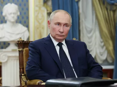 Russia's President Vladimir Putin attends a meeting with Chairman of the Constitutional Court Valery Zorkin in Saint Petersburg, Russia September 12, 2024. Sputnik/Alexander Kazakov/Pool via REUTERS ATTENTION EDITORS - THIS IMAGE WAS PROVIDED BY A THIRD PARTY.