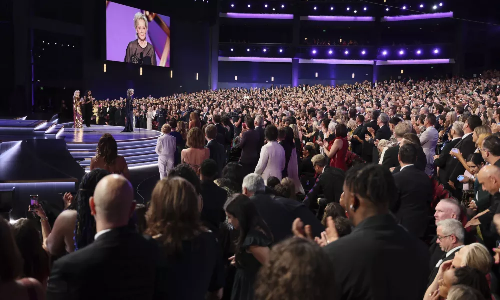 IMAGE DISTRIBUTED FOR THE TELEVISION ACADEMY – Audience at the 76th Emmy Awards on Sunday, Sept. 15, 2024 at the Peacock Theater in Los Angeles. (Photo by Danny Moloshok/Invision for the Television Academy/AP Content Services)