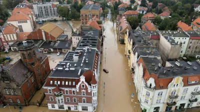 General view taken by drone of a flooded area by Nysa Klodzka river in Nysa, Poland September 16, 2024. REUTERS/Kacper Pempel