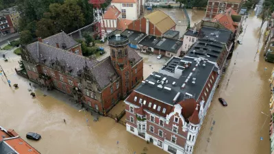 General view taken by drone of a flooded area by Nysa Klodzka river in Nysa, Poland September 16, 2024. REUTERS/Kacper Pempel