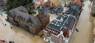 General view taken by drone of a flooded area by Nysa Klodzka river in Nysa, Poland September 16, 2024. REUTERS/Kacper Pempel