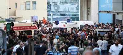 Ambulances arrive to American University of Beirut Medical Center (AUBMC) as more than 1,000 people, including Hezbollah fighters and medics, were wounded when the pagers they use to communicate exploded across Lebanon, according to a security source, in Beirut, Lebanon September 17, 2024. REUTERS/Mohamed Azakir