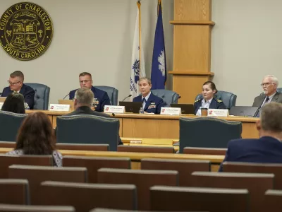 Proceedings in Titan marine board formal hearing take place inside the Charleston County Council Chambers, Thursday, Sept. 19, 2024, in North Charleston, S.C. (Corey Connor via AP, Pool)