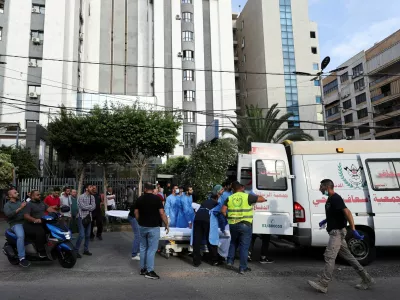 An ambulance arrives at a hospital, after an Israeli strike in the southern suburbs of Beirut, Lebanon, September 20, 2024. REUTERS/Amr Abdallah Dalsh