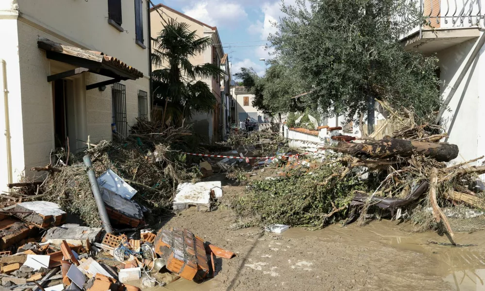 A general view of debris, following floods triggered by severe weather, in Traversara, Emilia-Romagna, Italy, September 20, 2024. REUTERS/Ciro de Luca