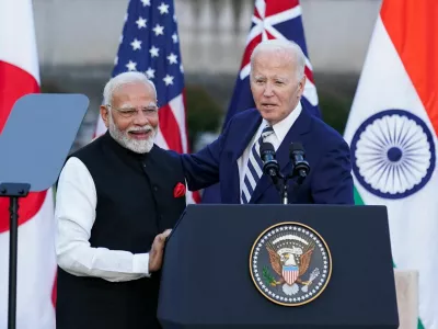 U.S. President Joe Biden and India's Prime Minister Narendra Modi attend a Cancer Moonshot event at the Quad leaders summit in Claymont, Delaware, U.S., September 21, 2024. REUTERS/Kevin Lamarque