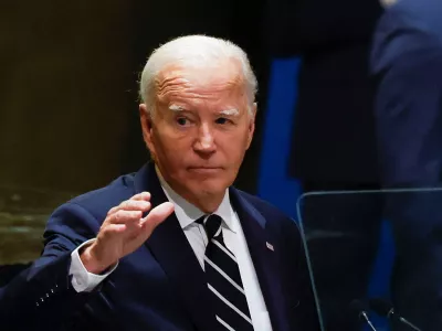 U.S. President Joe Biden gestures as he addresses the 79th United Nations General Assembly, at U.N. headquarters in New York, U.S., September 24, 2024. REUTERS/Shannon Stapleton