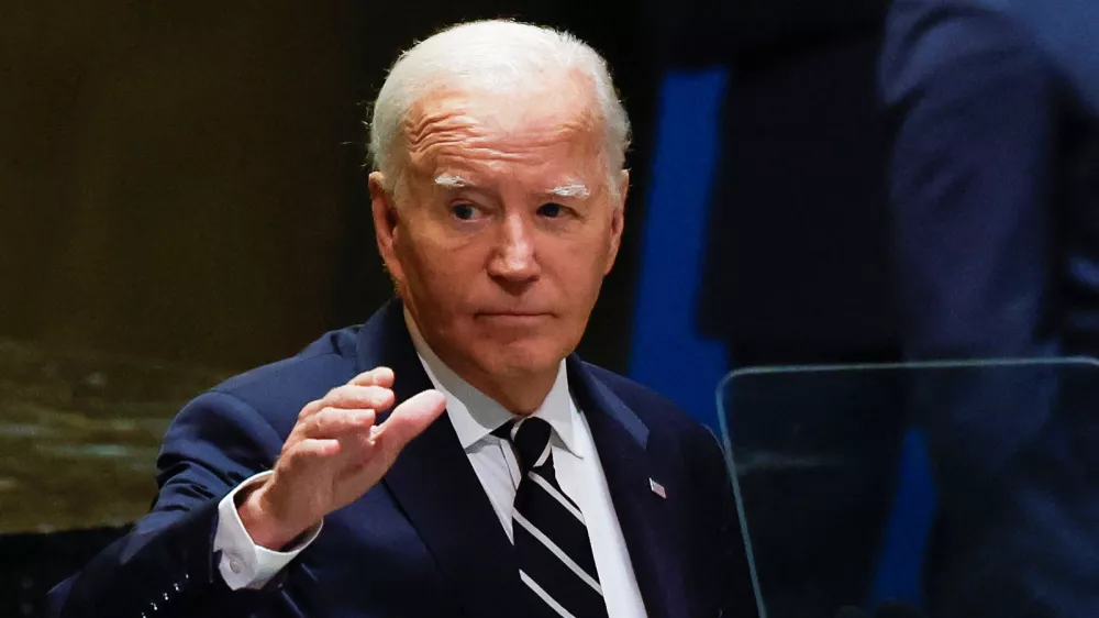 U.S. President Joe Biden gestures as he addresses the 79th United Nations General Assembly, at U.N. headquarters in New York, U.S., September 24, 2024. REUTERS/Shannon Stapleton