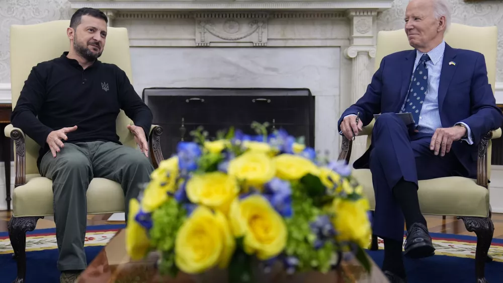 President Joe Biden meets with Ukraine's President Volodymyr Zelenskyy in the Oval Office of the White House in Washington, Thursday, Sept. 26, 2024. (AP Photo/Susan Walsh)