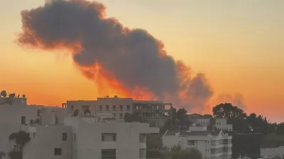 Smoke rises from Israeli airstrikes in Beirut, seen from Baabda, Friday, Sept. 27, 2024. (AP Photo)