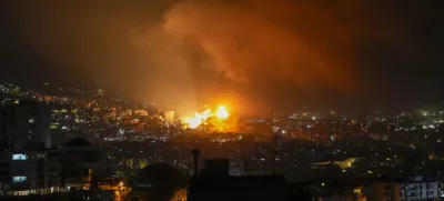 Smoke rises from Israeli airstrikes in Beirut's southern suburbs, Lebanon, Saturday, Sept. 28, 2024. (AP Photo/Hassan Ammar)