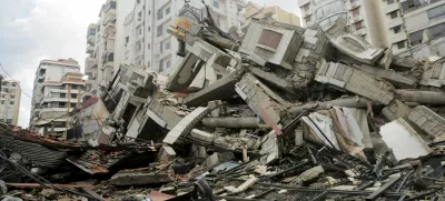 A general view shows damaged buildings, in the aftermath of Israeli strikes on Beirut's southern suburbs, Lebanon October 1, 2024. REUTERS/Ali Alloush