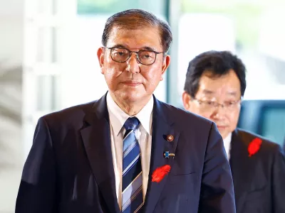 Japan's Prime Minister Shigeru Ishiba arrives at his official residence in Tokyo, Japan October 1, 2024. REUTERS/Issei Kato