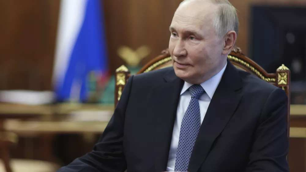 Russian President Vladimir Putin attends a meeting with Energy Minister Sergei Tsivilev at the Kremlin in Moscow, Russia, Tuesday, Oct. 1, 2024. (Mikhail Metzel, Sputnik, Kremlin Pool Photo via AP)