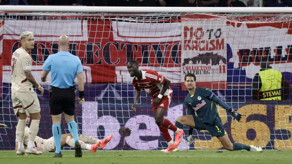 Soccer Football - Champions League - FC Salzburg v Brest - Red Bull Arena Salzburg, Salzburg, Austria - October 1, 2024 Brest's Abdallah Sima celebrates scoring their first goal REUTERS/Leonhard Foeger