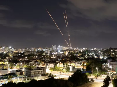 Israel's Iron Dome anti-missile system intercepts rockets after Iran fired a salvo of ballistic missiles, as seen from Ashkelon, Israel, October 1, 2024 REUTERS/Amir Cohen ATTENTION EDITORS: ADDING INFORMATION   TPX IMAGES OF THE DAY