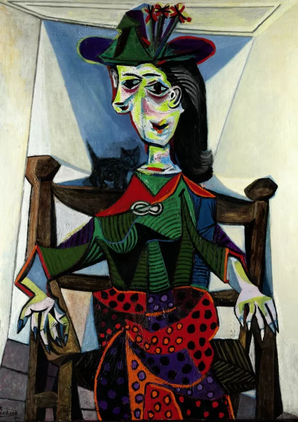 Photo, supplied by Sotheby's, shows Pablo Picasso's 1941 painting "Dora Maar au Chat," which will be included in the sale of impressionist and modern art at Sotheby's auction house in New York Wednesday, May 3, 2006. The painting is expected to sell in the range of $50 million. (AP Photo/Sotheby's)